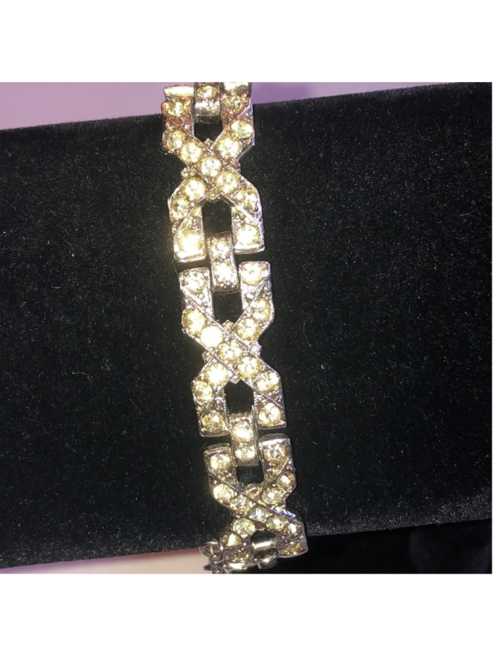Angel Brand Signed Vintage Silver Tone Crystal Rhinestone Bracelet - Picture 5 of 9